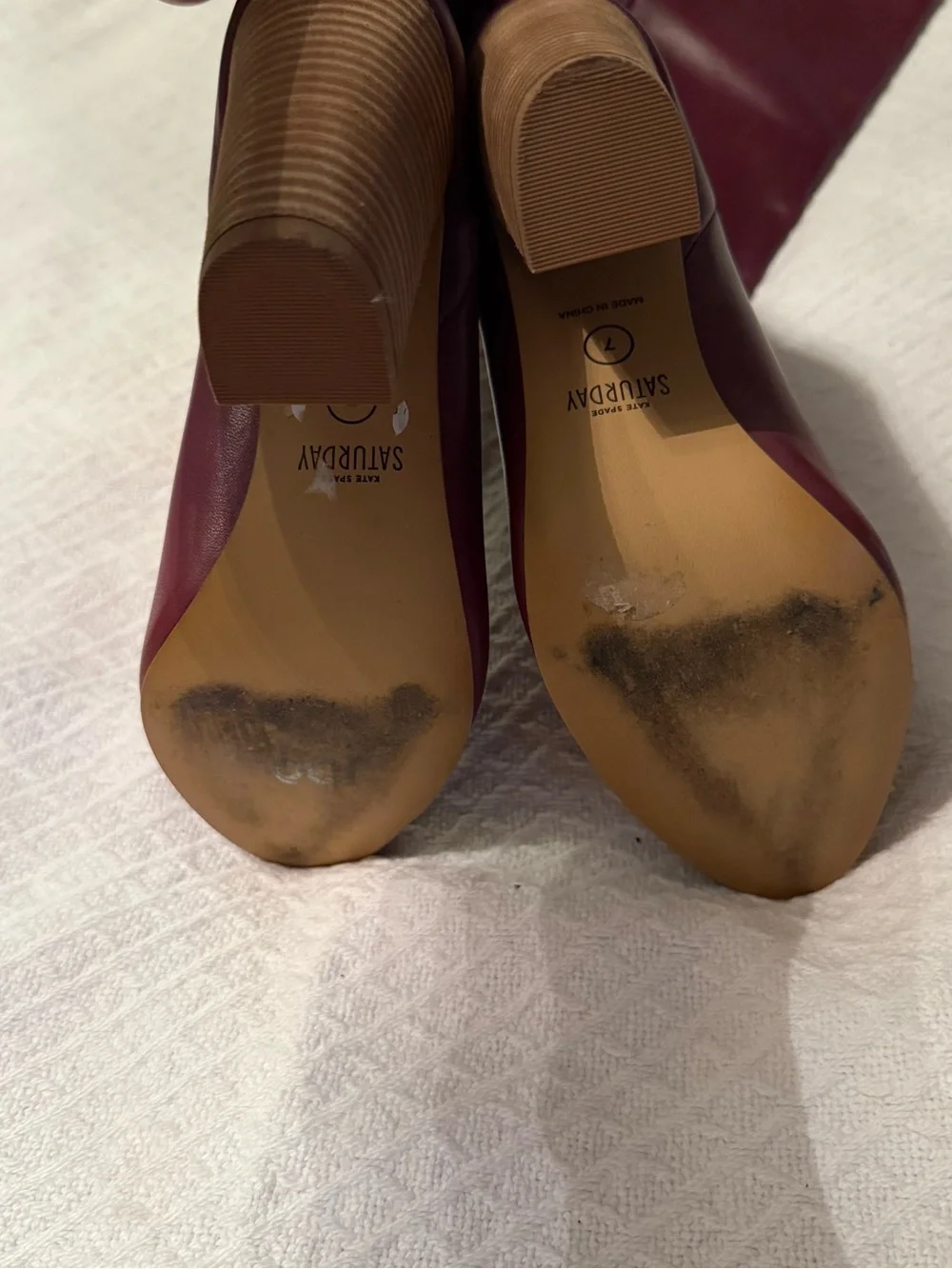 kate spade Burgundy Leather Knee-High Heeled Boots